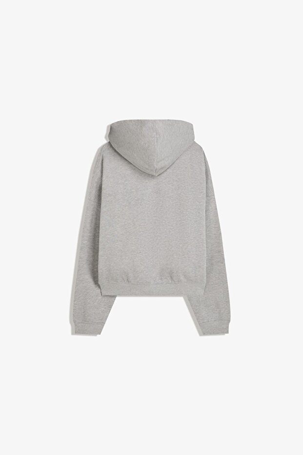 Kapüşonlu baskılı sweatshirt - 5