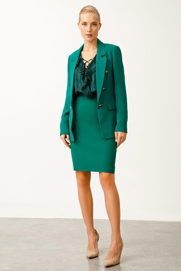 Blazer Süs Düğmeli Ceket - 5