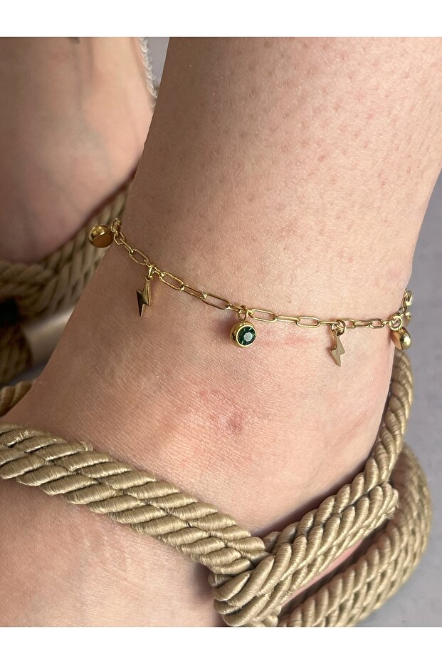 Lightning Detail Anklet - Silver - 1