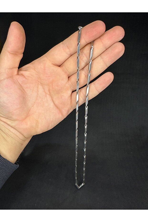 Men's Steel Necklace Silver Gray Color T-656