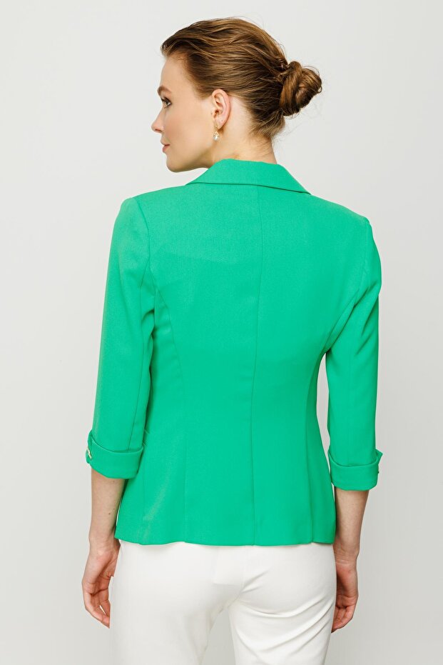 Tek Düğmeli Ceket Yeşil - 4