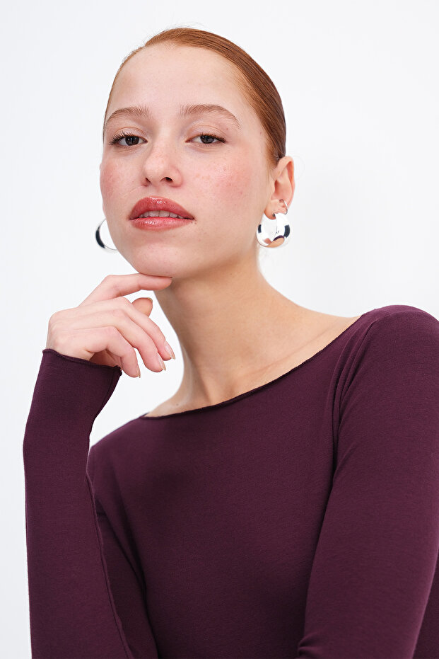 بلوزة أساسية بأكمام طويلة B1846 - 4