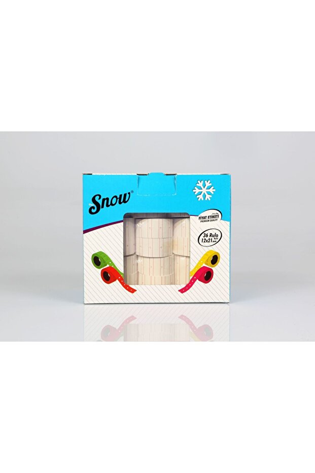 BARKOD DEPOSU Snow® Motex Beyaz Fiyat Etiketi 600’lü 36 Rulo (21.600 Adet) 12x21 mm – Barkod Deposu®