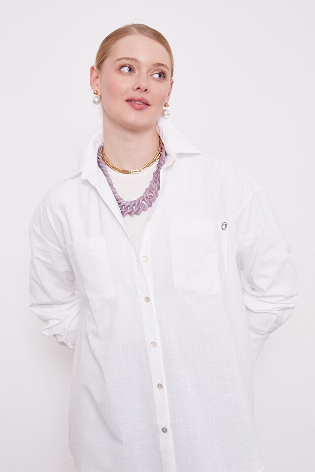 White Textured Cotton Shirt