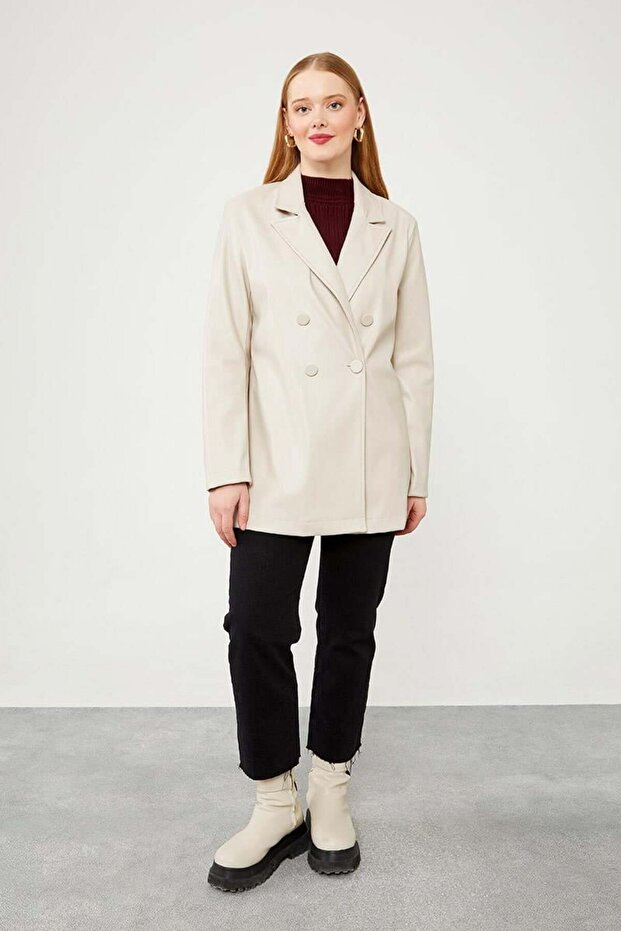 Taş Blazer Deri Ceket - 1