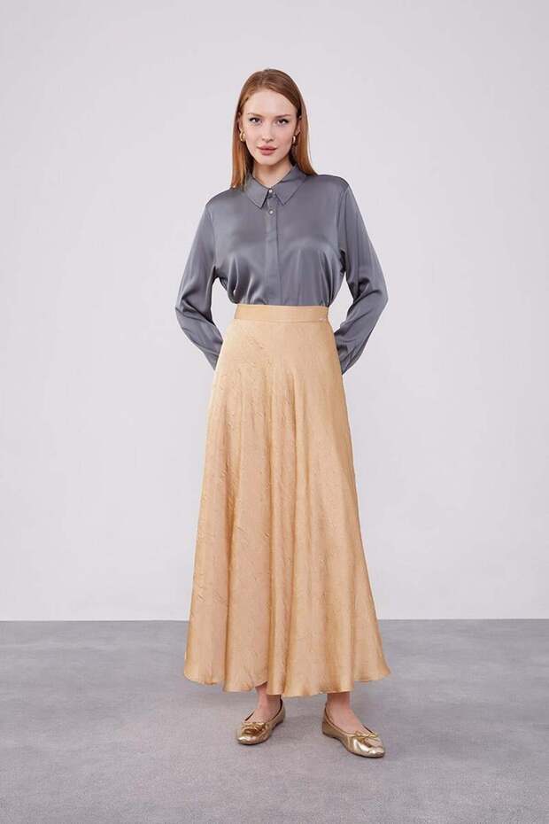 Light Beige Satin Skirt