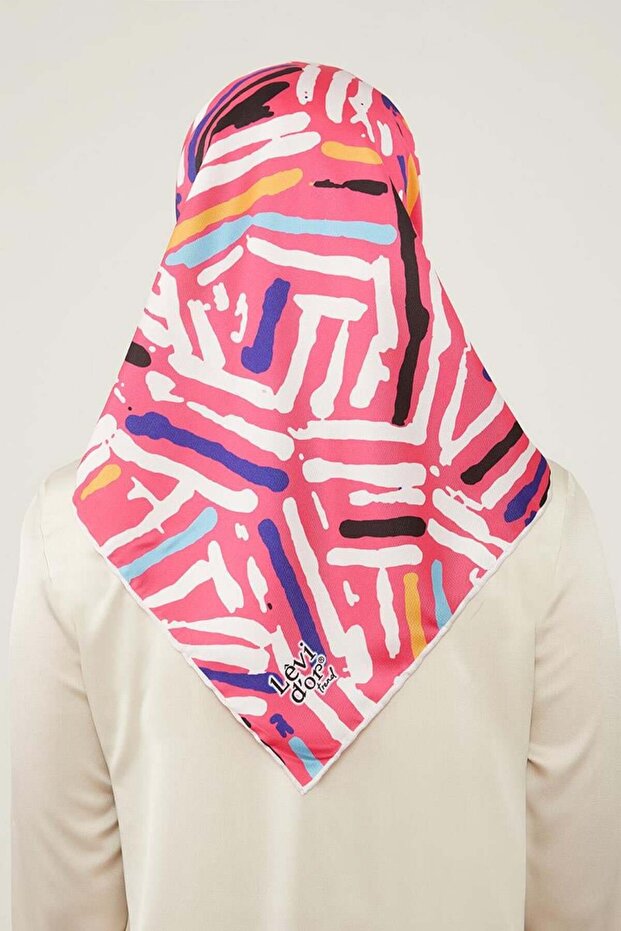 وشاح تويل بنمط فرشاة وردية - 4