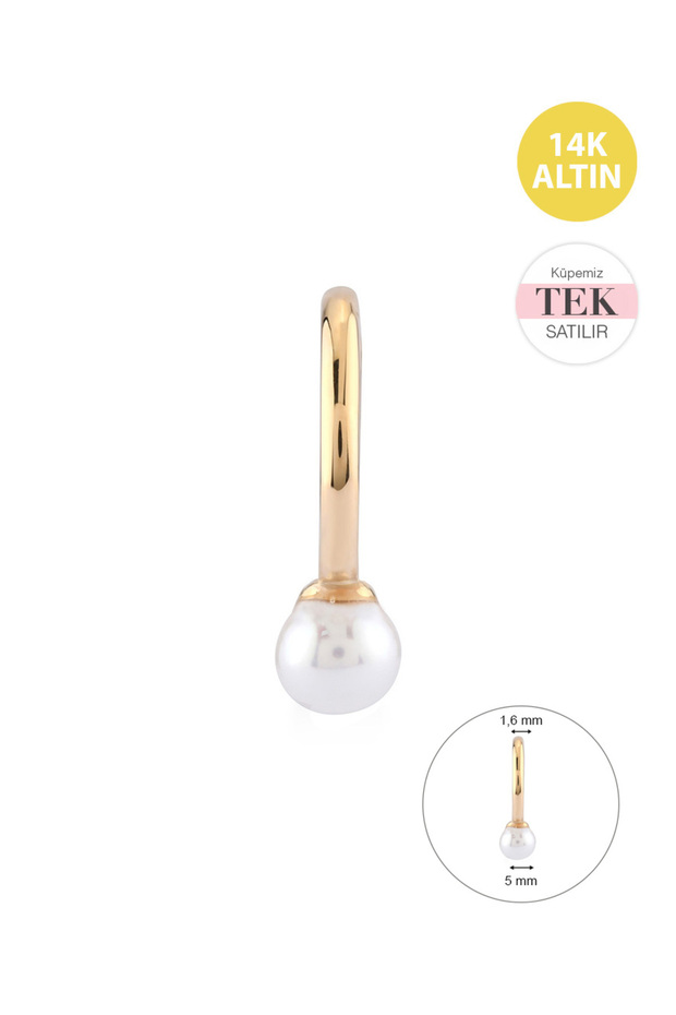 White Dreams (1x5mm), 14 Ayar Altın Küpe (TEK Satılır) - 2