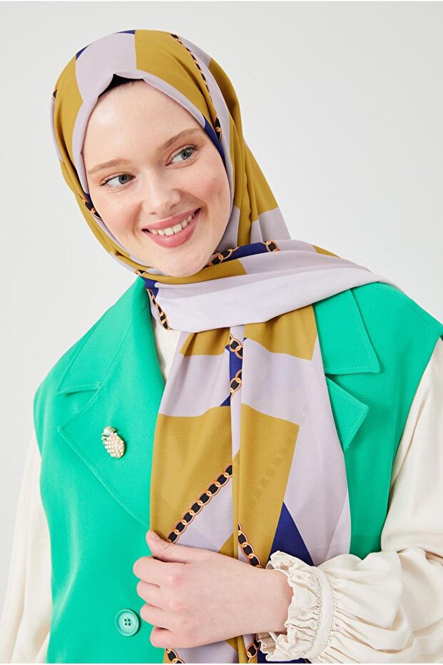 نمط حلقة الليمون البنفسجي شال حرير المدينة المنورة - 2