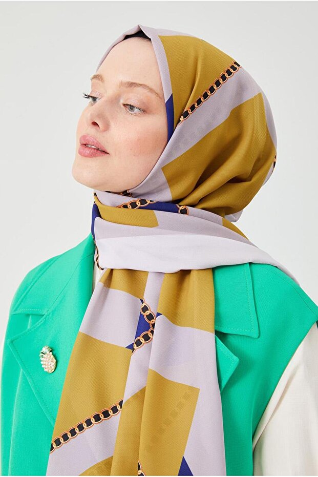 نمط حلقة الليمون البنفسجي شال حرير المدينة المنورة - 3
