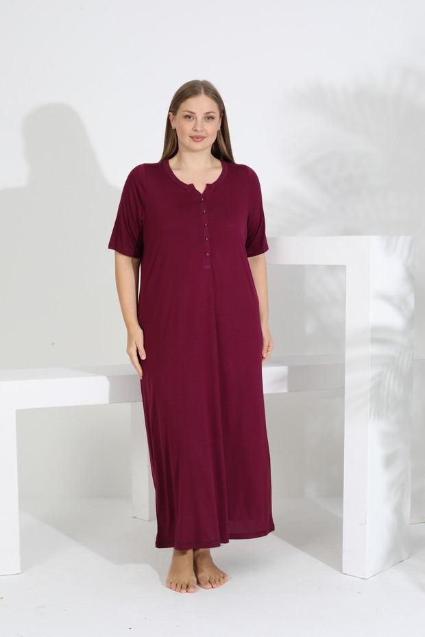Kadın Bambu Kısa Kol Gecelik - 1