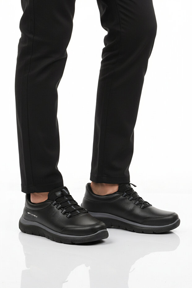Black Ankle Elastic Men's Sports Shoes Flexible Pu m