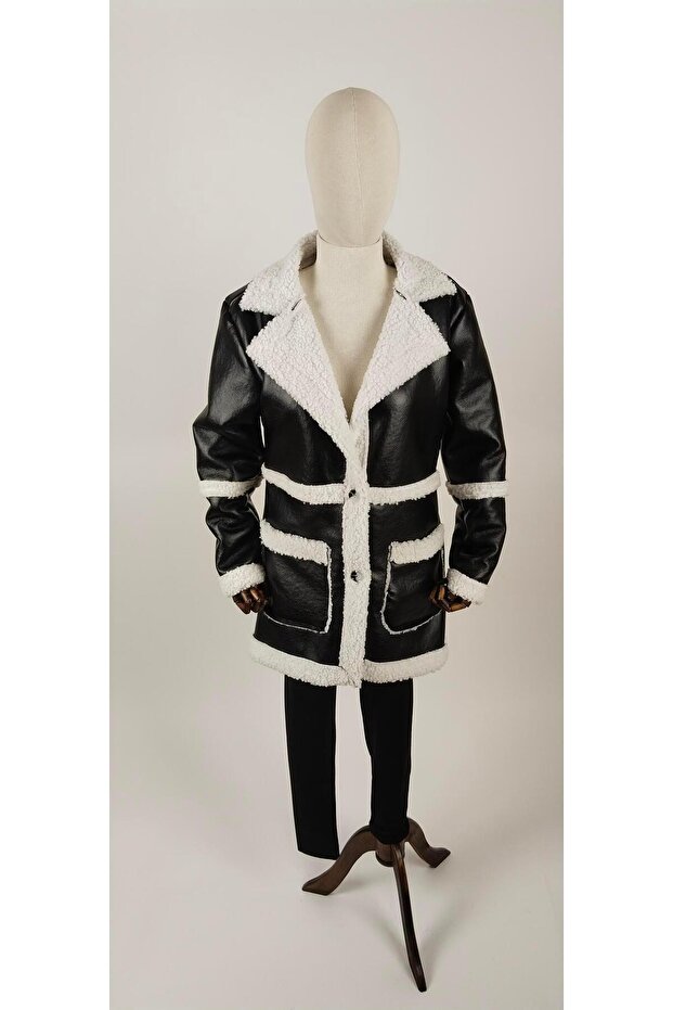 معطف جلدي طويل - 1