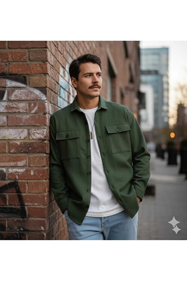 Soft Textured Jacket Looking Double Pocketed Lidded Firewood Collector Shirt