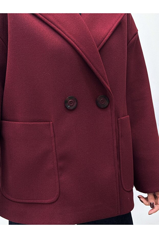 Kadın Düğmeli Premium Kaşe Kaban - 4