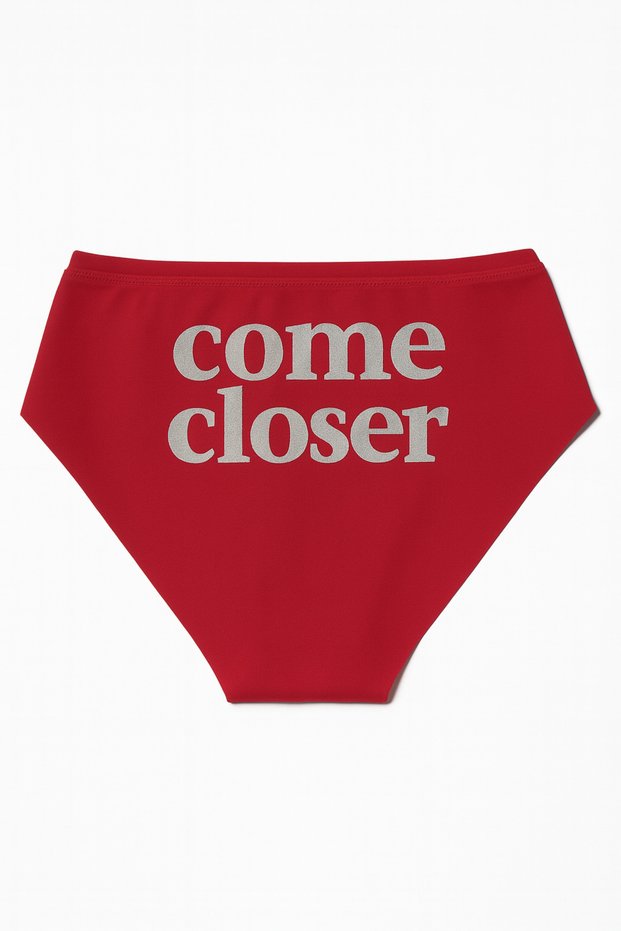 Red Christmas Themed Women's Slip Panties, Metallic Lettering Printed , Fun Underwear