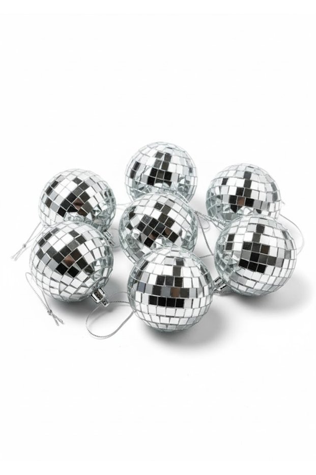 Mirrored Silver Disco Ball 6 cm – Set of 6 Christmas and Party Decoration Christmas Ball
