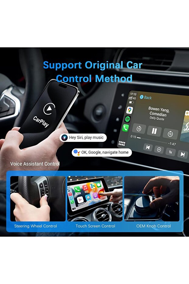 2-in-1 Wireless CarPlay Adapter for Apple and Android Cars, for Android CarPlay iOS, USB Plug and Play - 8