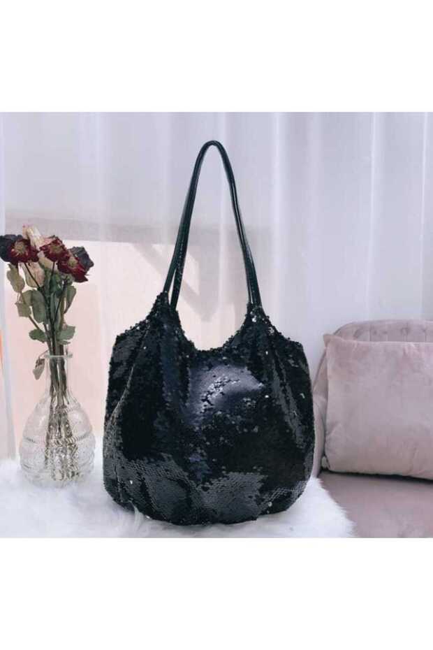 siyah pullu kadın çantası - 2