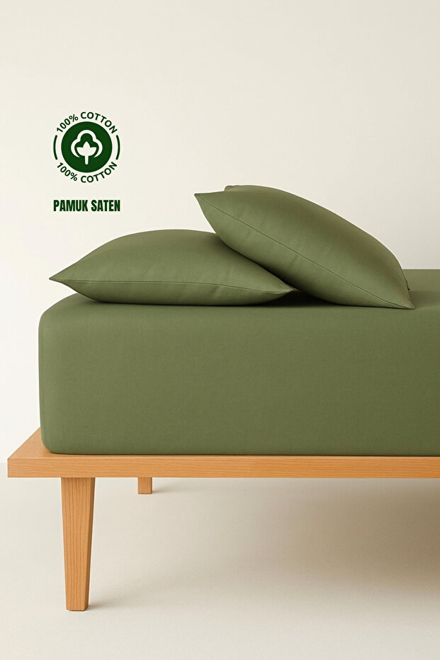 100% Cotton Satin Solid Color Double Fitted Sheet Set