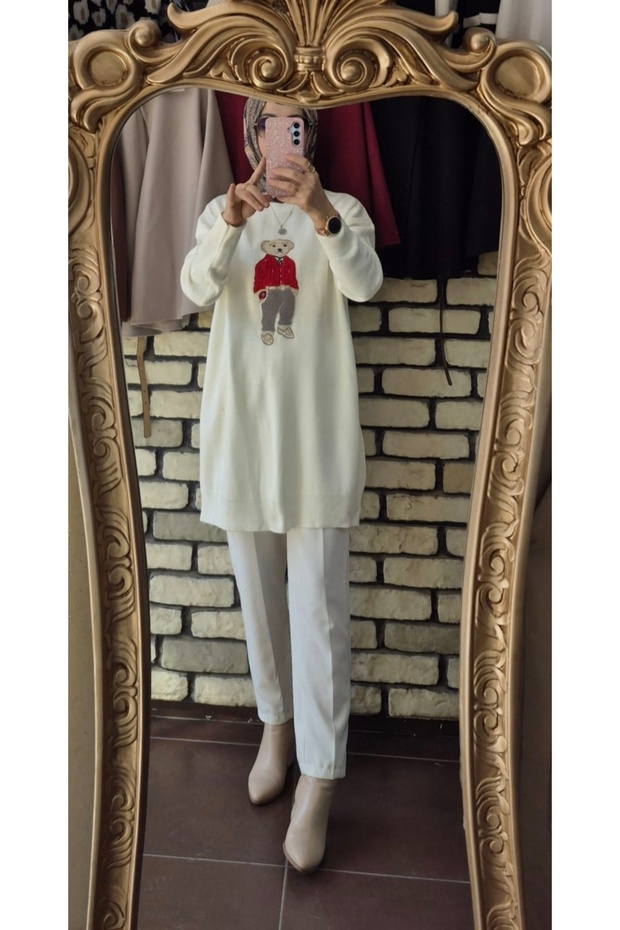 تونيك تريكو بنقشة دمية الدب - 1