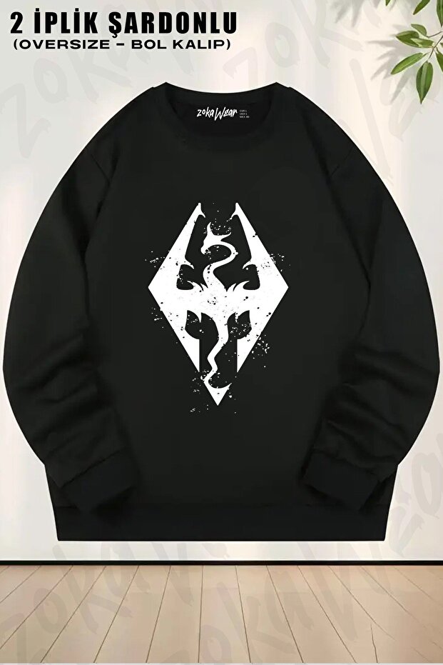 Unisex Logo of Skyrim Perfect Gift Active Printed Oversized Crew Neck Sweatshirt