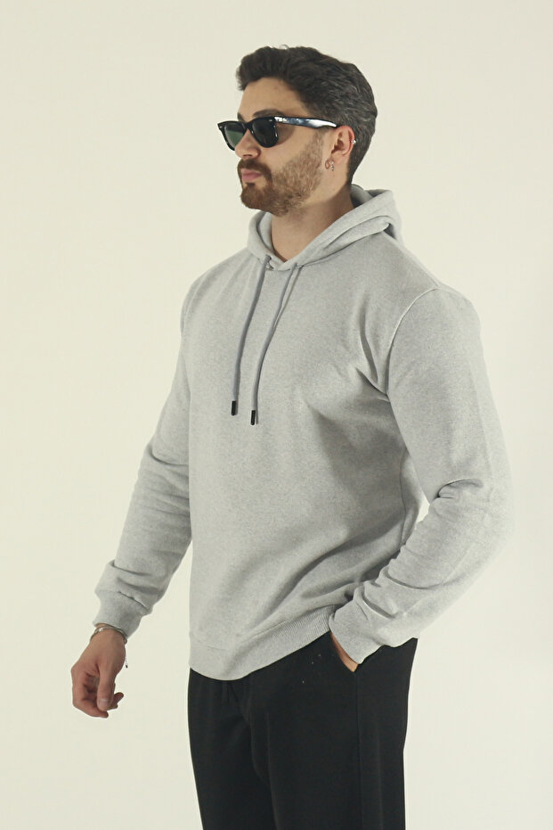 Men's Winter Regular Fit K Hooded Sweatshirt with Fleece Inside