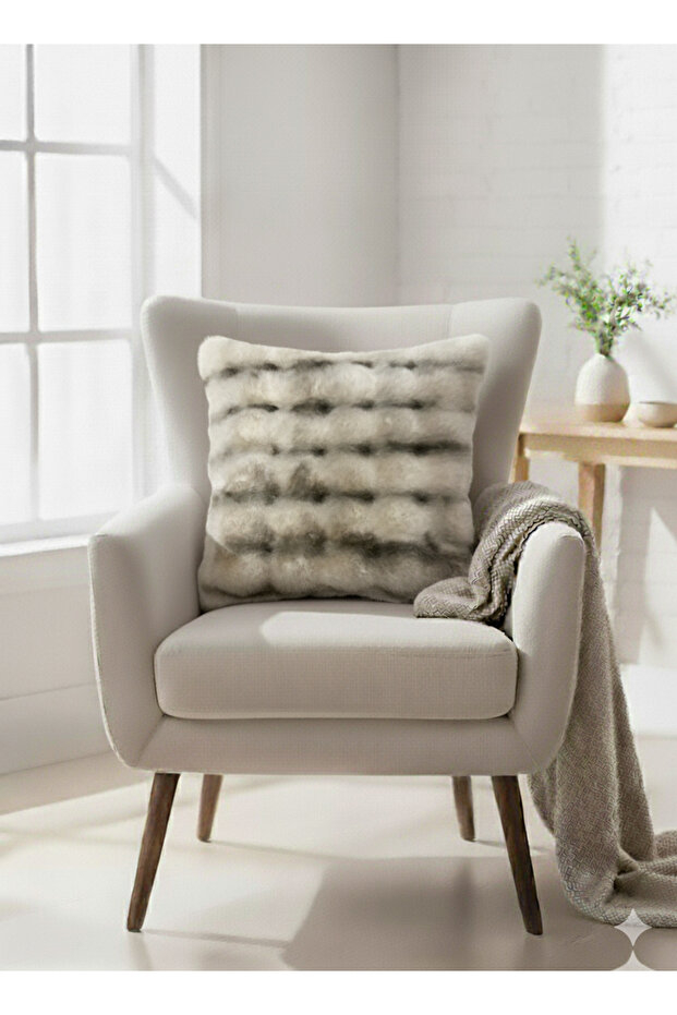 Bubble Rabbit Fur, Warm, Double-Sided, Fluffy Throw Pillow Cover with Hidden Zipper 40X40