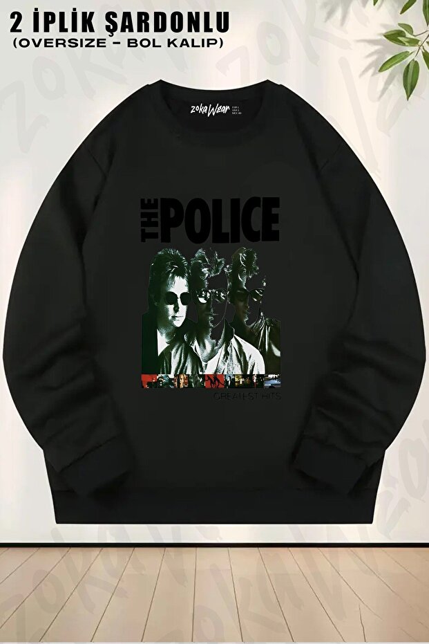 Unisex the Police V2 Printed Oversized Crew Neck Sweatshirt
