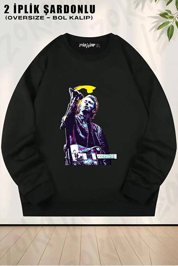 Unisex Thom Yorke Radiohead Printed Oversized Crew Neck Sweatshirt