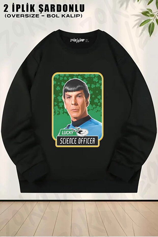 Unisex Star Trek St. Patrick's Day Spock Lucky Science Printed Oversized Crew Neck Sweatshirt