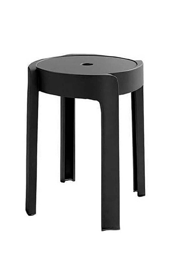 Thickened Plastic Stool for Dining Table & Home Use Stackable, Portable Round Stool (Black,