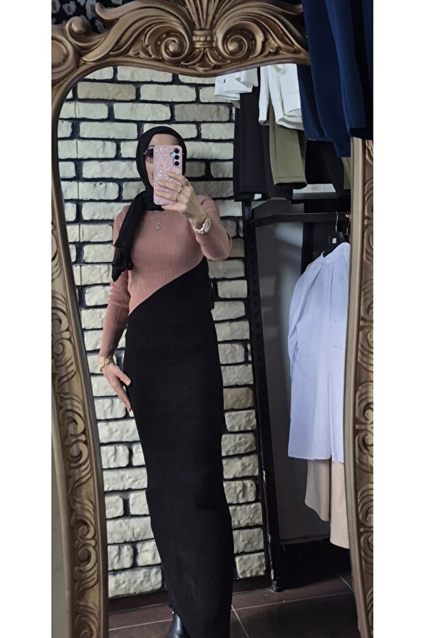 Çift renk triko elbise - 2