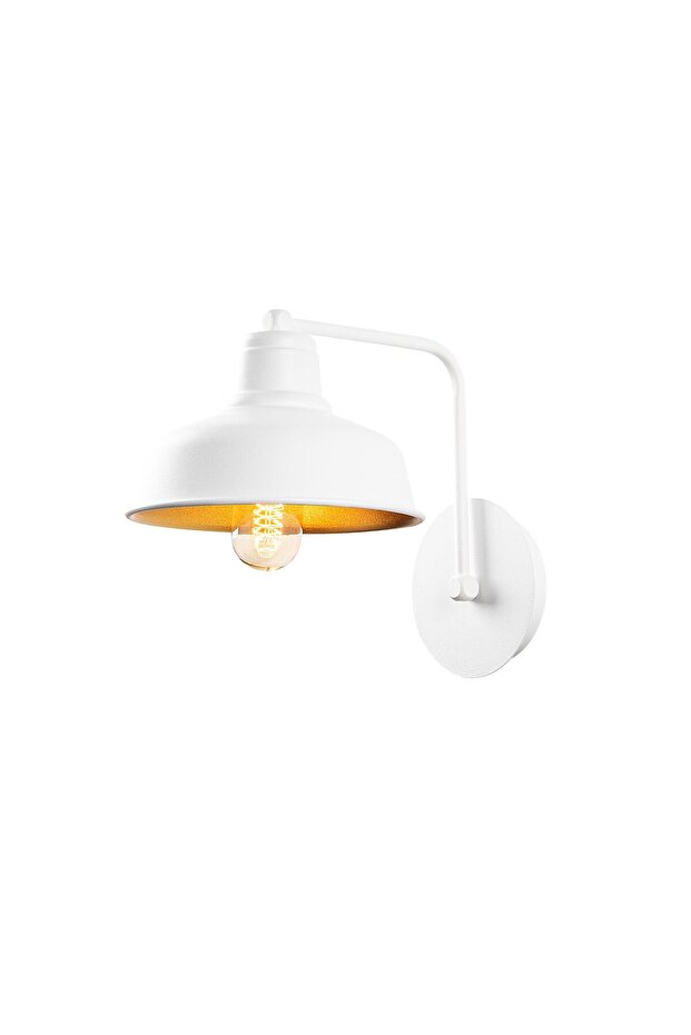 Modern Metal Plated Single Sconce with Fuzz White, Industrial Decorative Wall Lamp Memati-181White