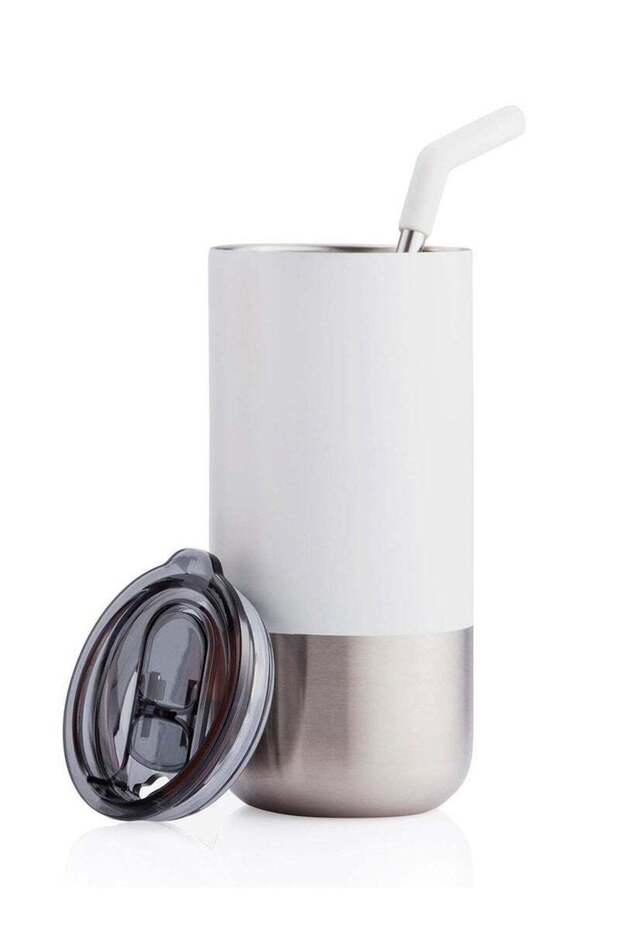 Hans Larsen BORCULO - CHANGE Collection Insulated Tumbler with Reusable Straw - White - 1