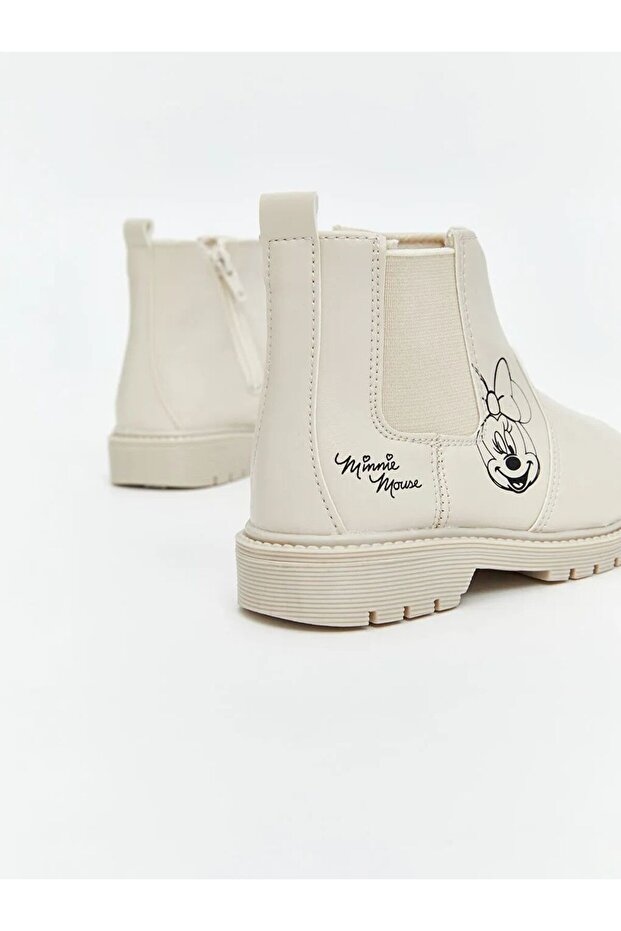 LCW STEPS Bej Minnie Mouse Baskılı Kız Bebek Bot - 3