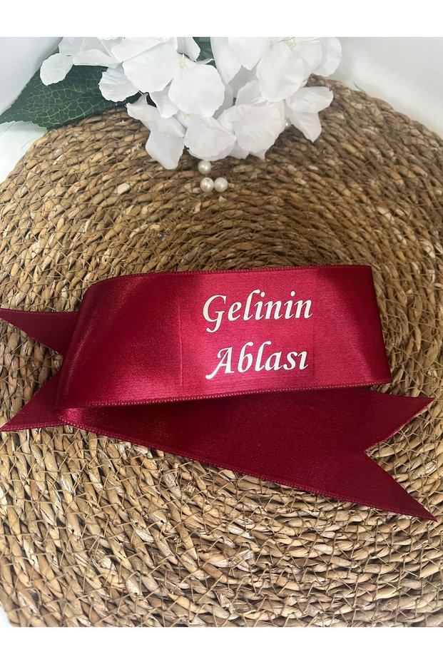 Bridesmaid - Bridesmaid-Sister-In-Law Ribbon with Writings in Burgundy