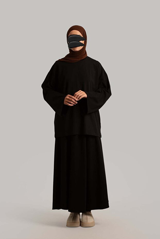 basic Tricou cu mânecă lungă - Negru - 2