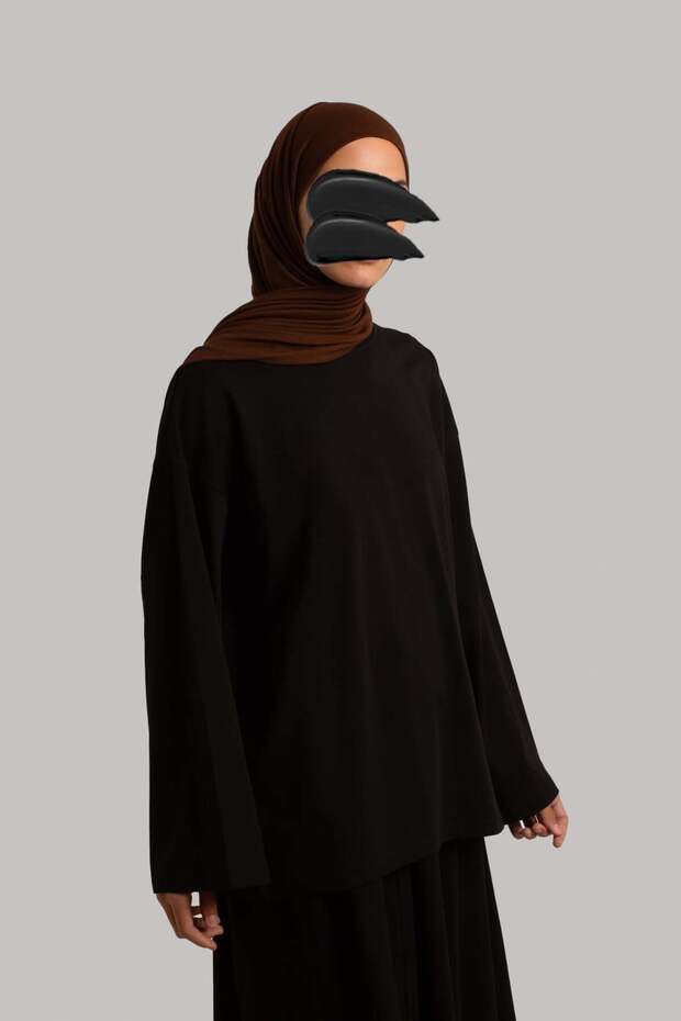 basic Tricou cu mânecă lungă - Negru - 1