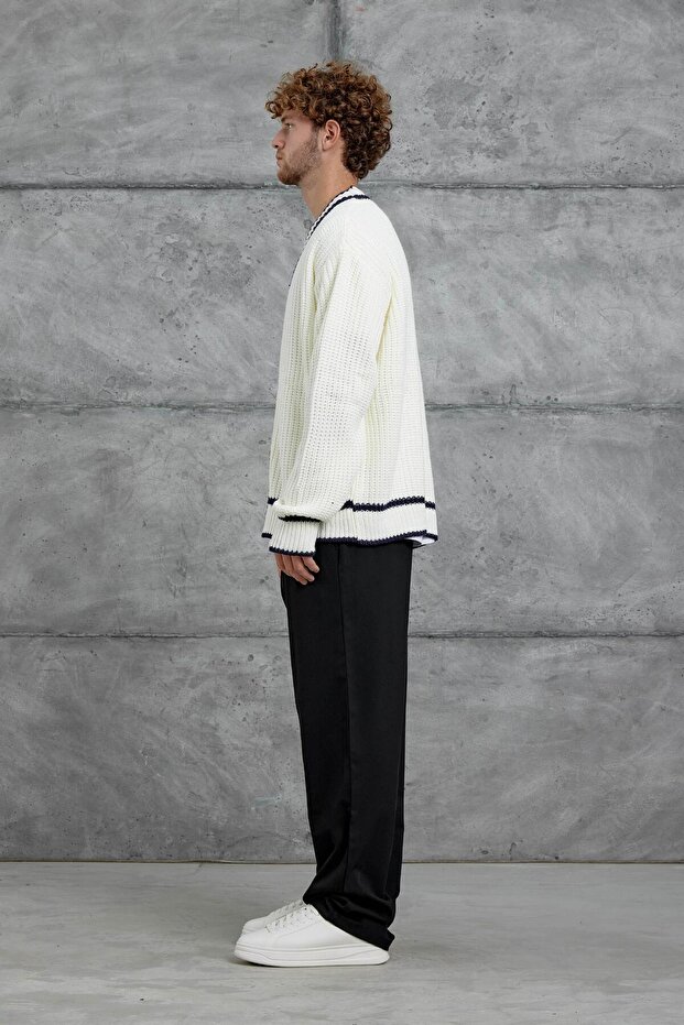 Beyaz Gst Örme Triko Hırka - 3