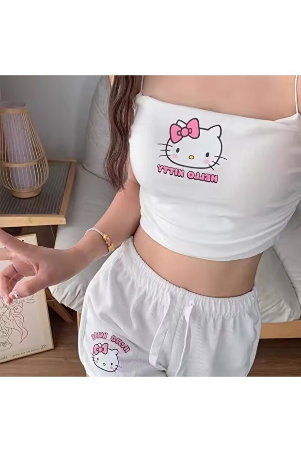 Hello Kitty Mini Şortlı Pijama Takımı - 1