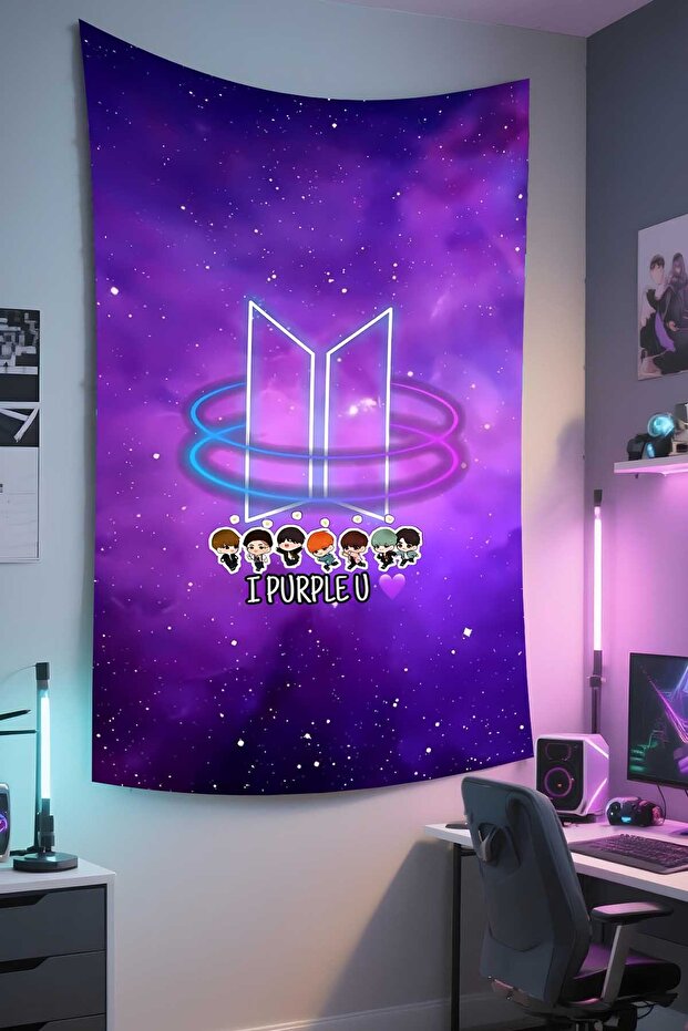 Bts Printed Wall Covering – Music Themed, High-Quality Fabric, Tapestry Wall Carpet