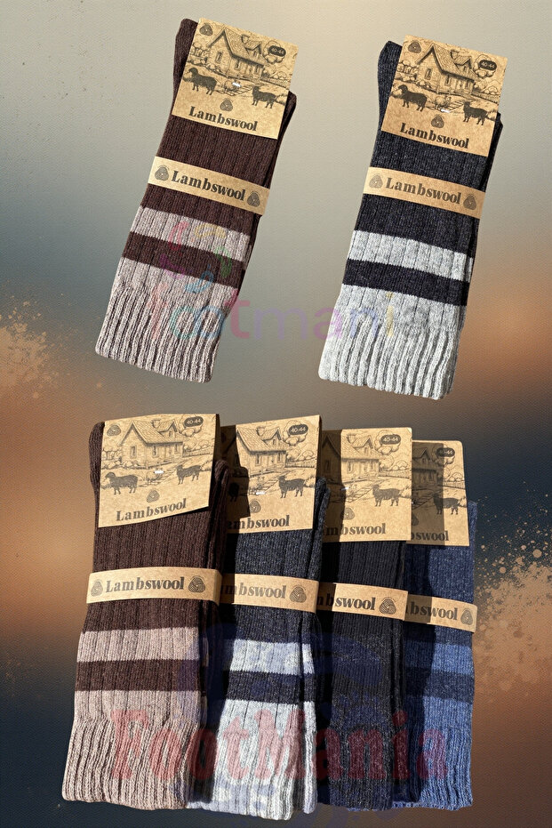 4 Çift Erkek Orjinal Yün Yumuşak Doku Lambswool Rahat Çorap - 3