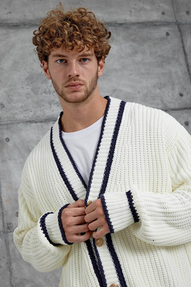 Beyaz Gst Örme Triko Hırka - 2