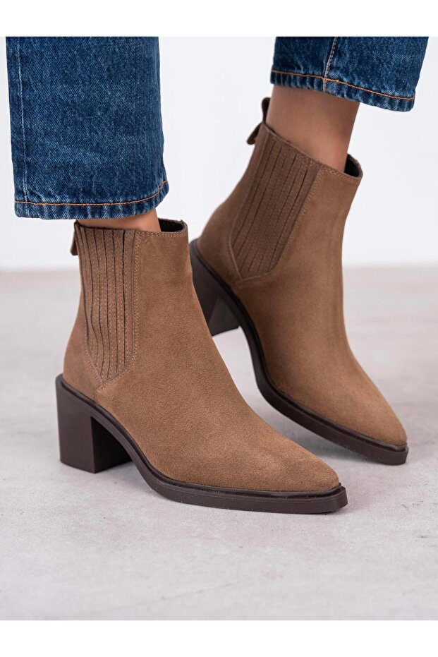 Fidra Camel Süet Hakiki Deri Kadın Bot - 3