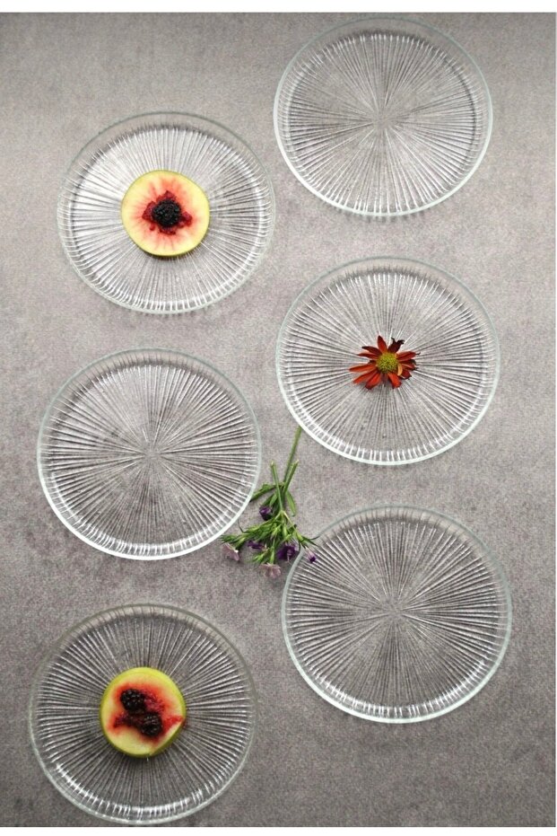 6 adet cam servis tabağı 16/cm vergas serisi-kahvaltı tabak - 1