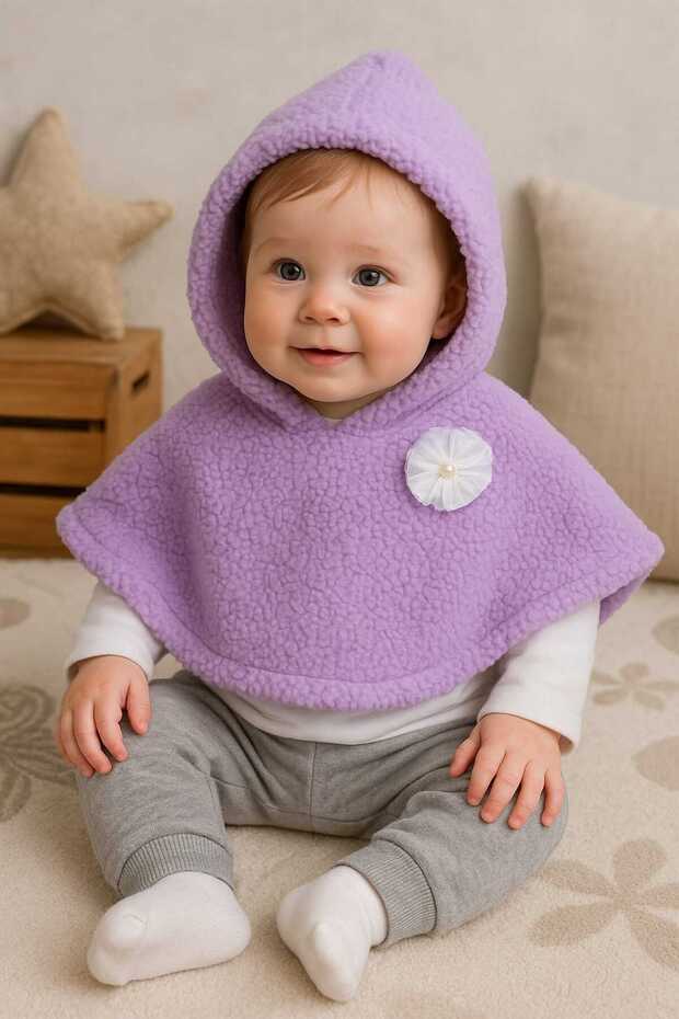 Welsoft Hooded Poncho Baby Girl Set