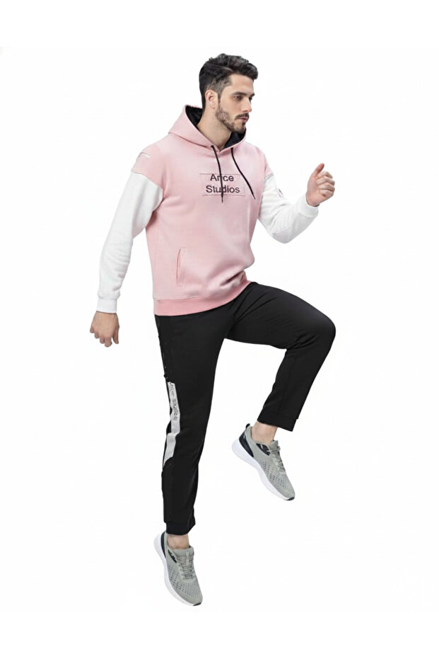 Men's Color-Block Hoodie and Jogger Set 20 years / Chest 42" (Ance Studios Style)