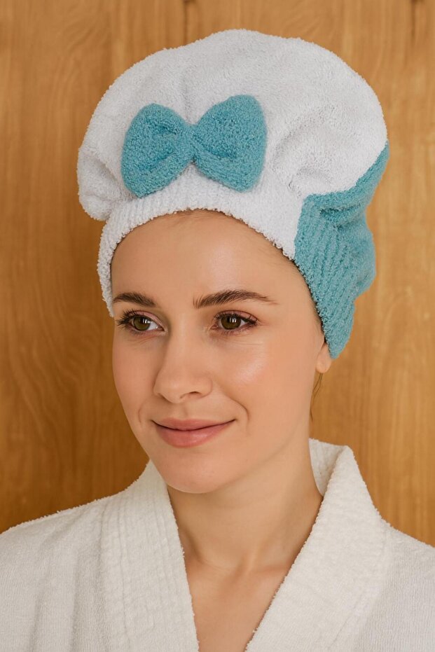 Towel Hair Drying Cap Turquoise