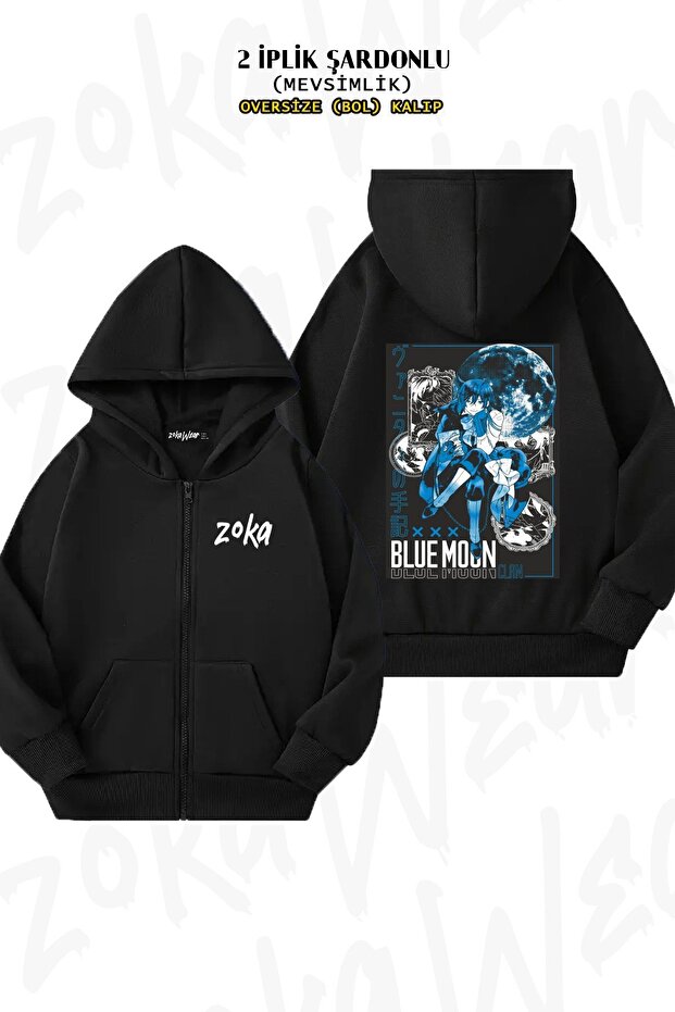 Unisex Vanitas No Carte Printed Oversized Back Printed Zippered Hooded Cardigan